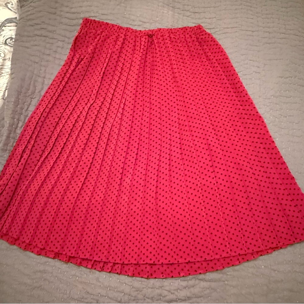 Anthropologie Red Polka Dot Pleated Skirt